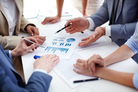 Consulting meeting with financial charts