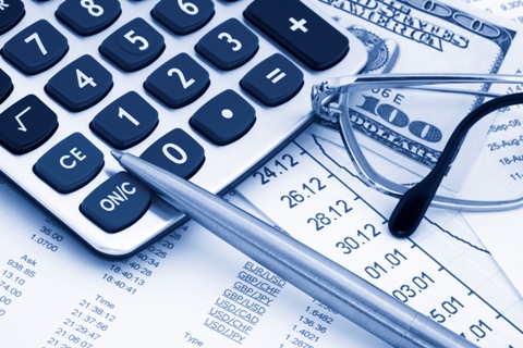 Calculator and business accounting documents
